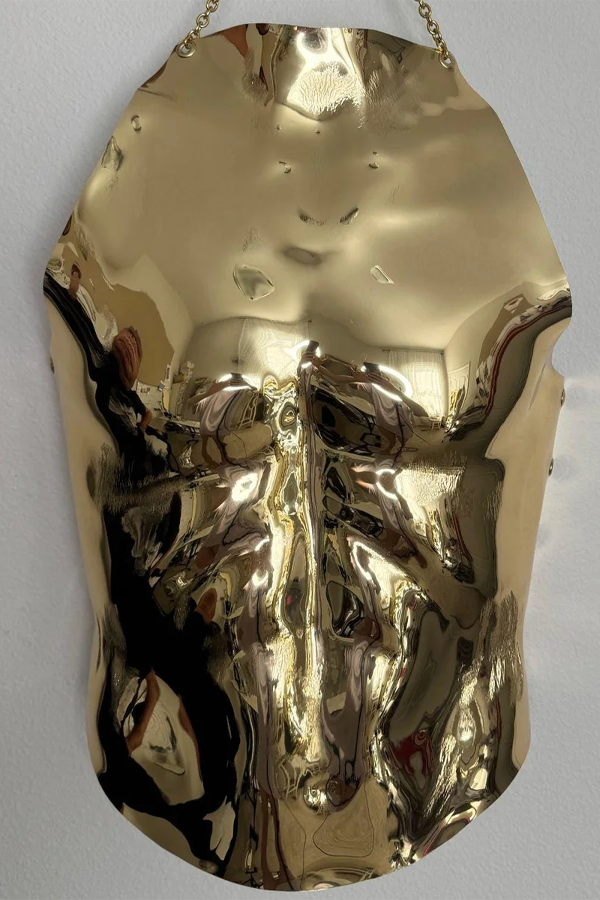 Avant Garden Clothing Men's Gold Royal Chromium Shiny Corset Armor Metallic Male Fashion Top Stage Costume Festival Outfit Armor LGBT Pride