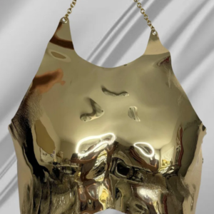 Men's Corset Gold Breast Plate Unique Design Mens Fashion Clothing Modern Design Crop Top Avant Garde Performance Costume Festival Stage