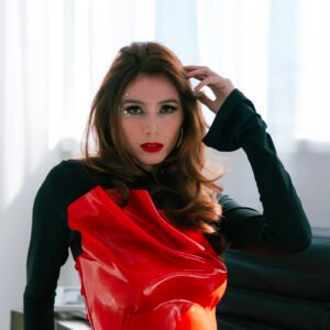 Red Top Rave Outfit For Special Event Corset Armor Steampunk Futuristic Clothing For Coachella Look Metallic Bustier Custom Fit Handmade